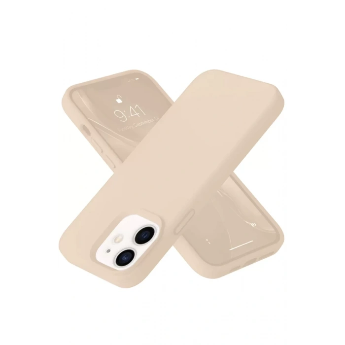 Apple iPhone 12 Kılıf Nano içi Kadife Silikon - Pudra