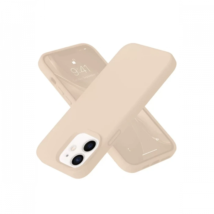 Apple iPhone 12 Kılıf Nano içi Kadife Silikon - Pudra