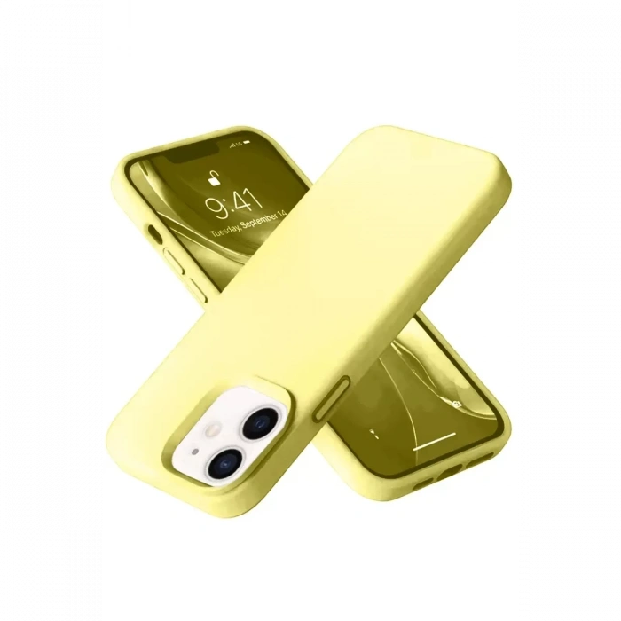 Apple iPhone 12 Kılıf Nano içi Kadife Silikon- Sarı