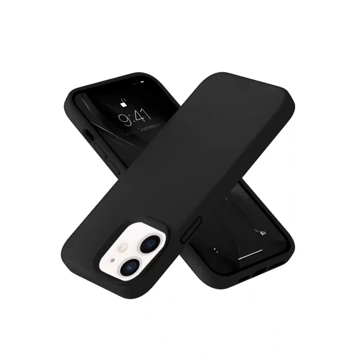 Apple iPhone 12 Kılıf Nano içi Kadife Silikon- Siyah
