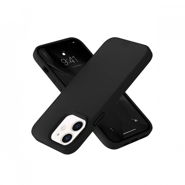 Apple iPhone 12 Kılıf Nano içi Kadife Silikon- Siyah