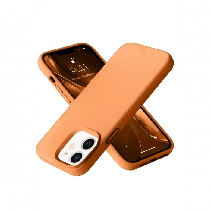 Apple iPhone 12 Kılıf Nano içi Kadife Silikon - Turuncu
