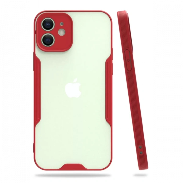 Apple iPhone 12 Kılıf Platin Silikon - Kırmızı