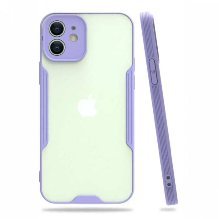 Apple iPhone 12 Kılıf Platin Silikon - Lila