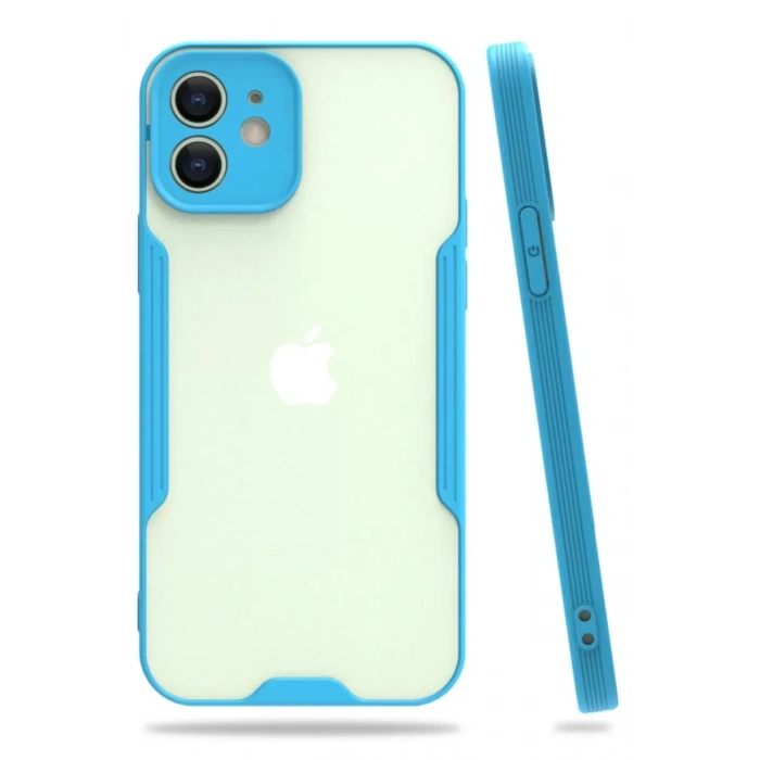 Apple iPhone 12 Kılıf Platin Silikon - Mavi