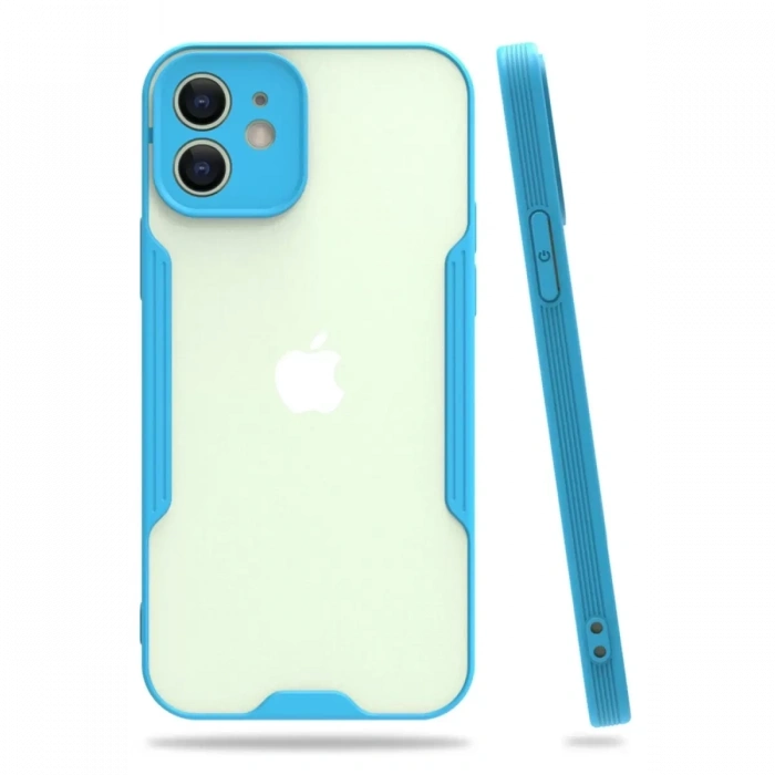 Apple iPhone 12 Kılıf Platin Silikon - Mavi