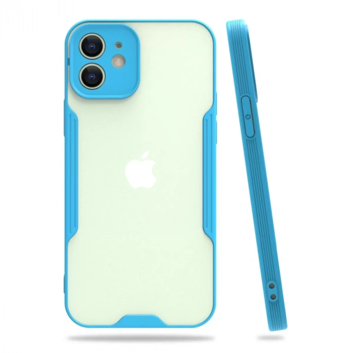 Apple iPhone 12 Kılıf Platin Silikon - Mavi