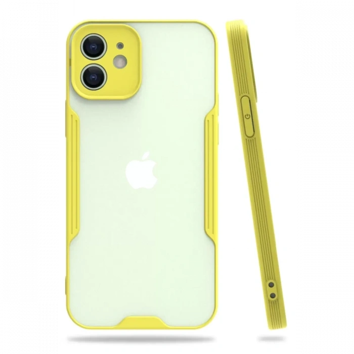 Apple iPhone 12 Kılıf Platin Silikon - Sarı