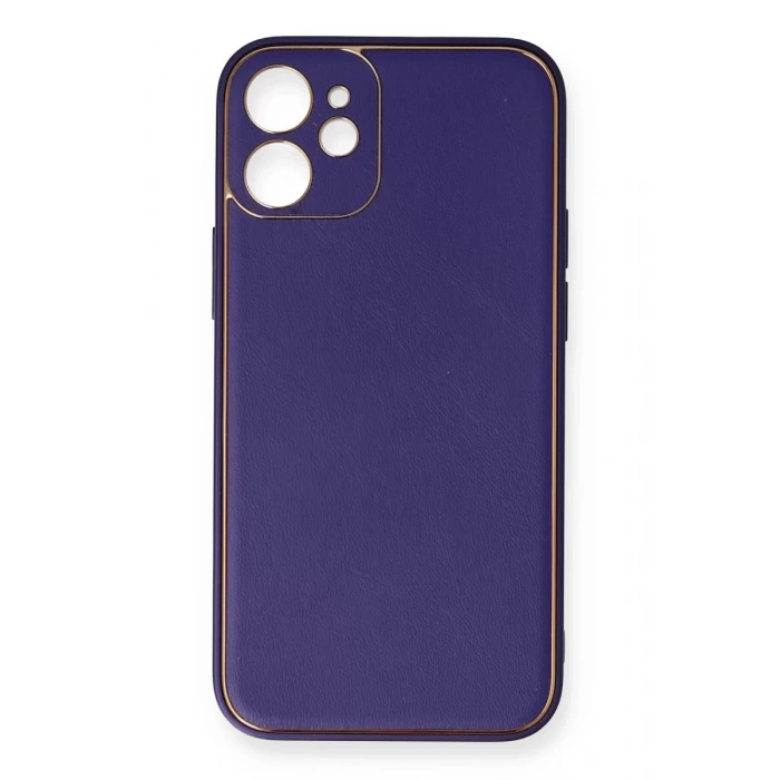 Apple iPhone 12 Mini Kılıf Coco Deri Silikon Kapak - Mor