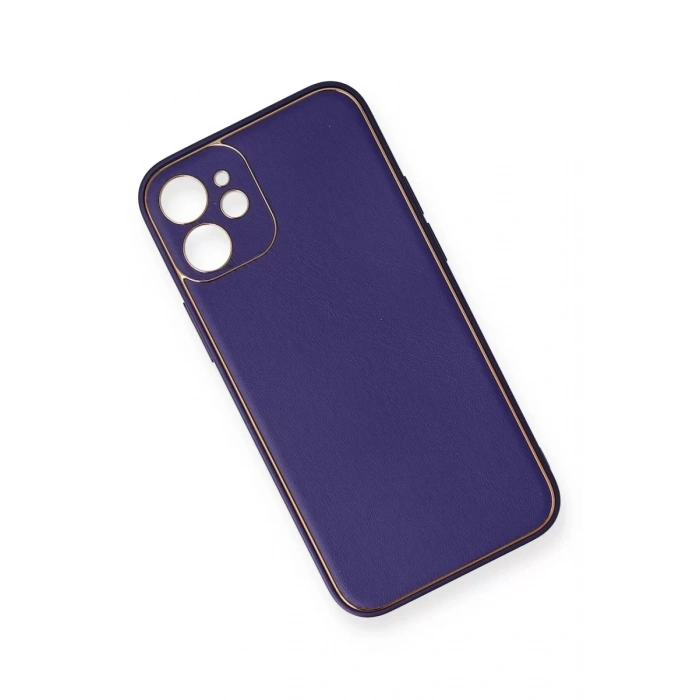 Apple iPhone 12 Mini Kılıf Coco Deri Silikon Kapak - Mor
