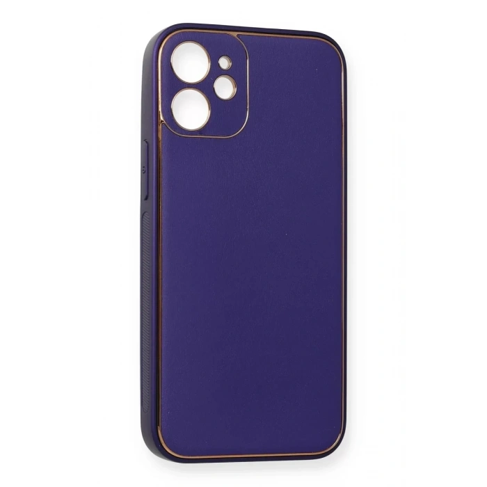 Apple iPhone 12 Mini Kılıf Coco Deri Silikon Kapak - Mor