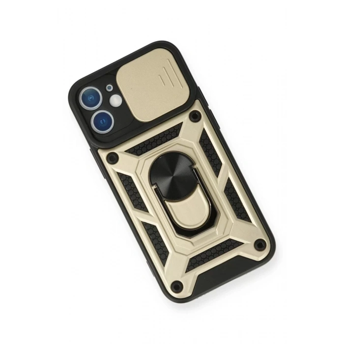 Apple iPhone 12 Mini Kılıf Pars Lens Yüzüklü Silikon - Gold