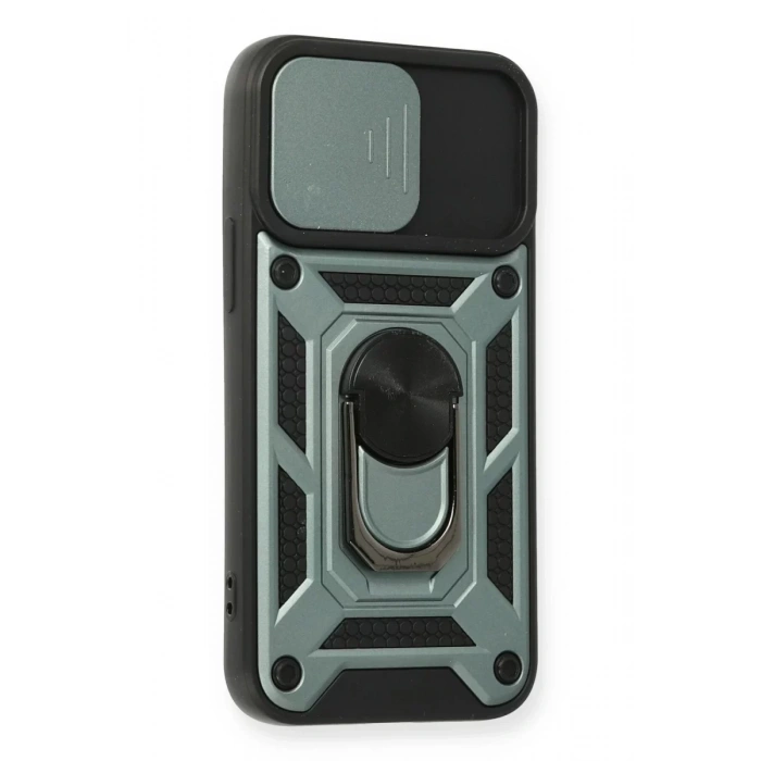 Apple iPhone 12 Mini Kılıf Pars Lens Yüzüklü Silikon - Yeşil