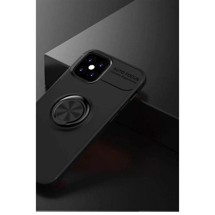 Apple iPhone 12 Mini Kılıf Range Yüzüklü Silikon - Siyah