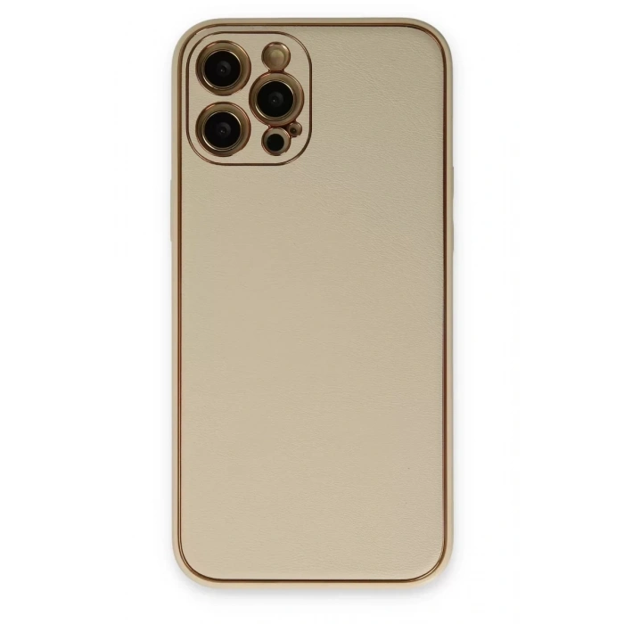 Apple iPhone 12 Pro Kılıf Coco Deri Silikon Kapak - Gold