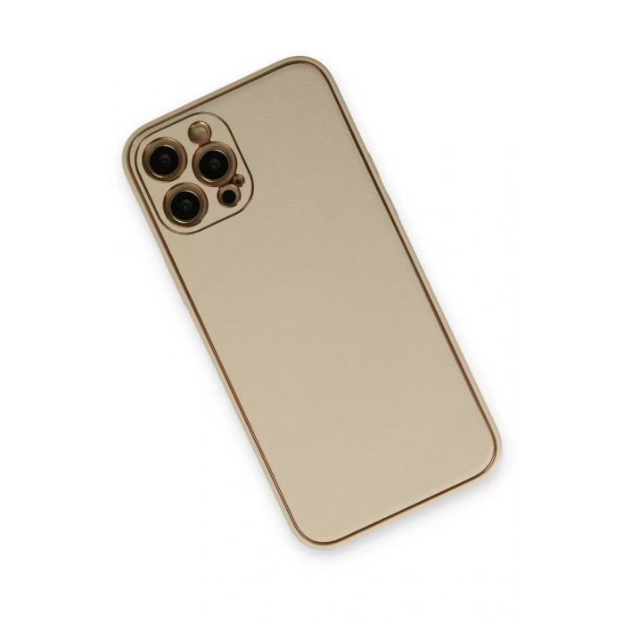 Apple iPhone 12 Pro Kılıf Coco Deri Silikon Kapak - Gold