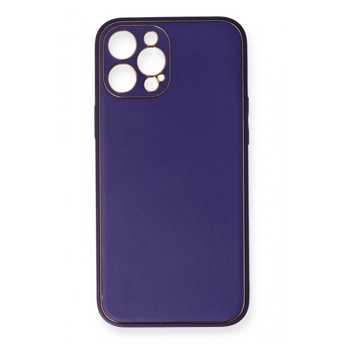 Apple iPhone 12 Pro Kılıf Coco Deri Silikon Kapak - Mor