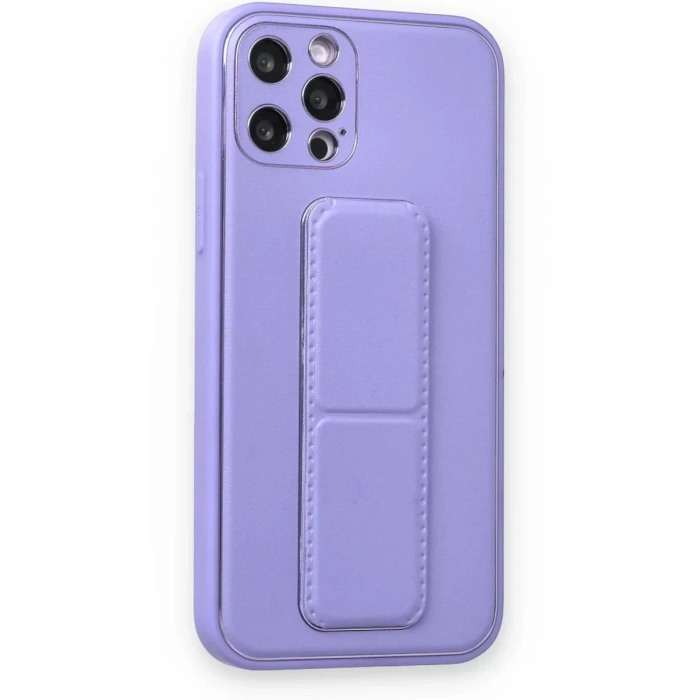 Apple iPhone 12 Pro Kılıf Coco Deri Standlı Kapak - Koyu Lila