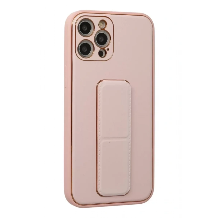 Apple iPhone 12 Pro Kılıf Coco Deri Standlı Kapak - Pembe