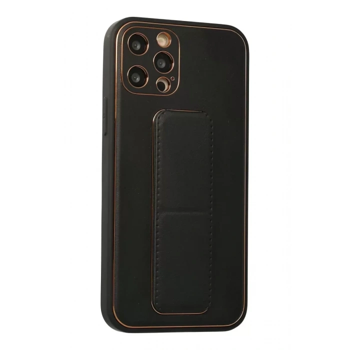 Apple iPhone 12 Pro Kılıf Coco Deri Standlı Kapak - Siyah