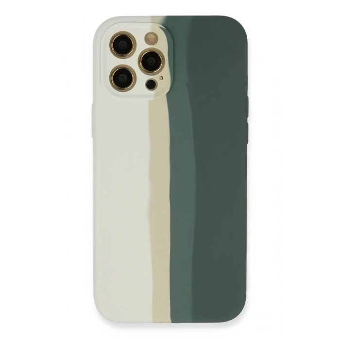 Apple iPhone 12 Pro Kılıf Ebruli Lansman Silikon - Beyaz-Gri