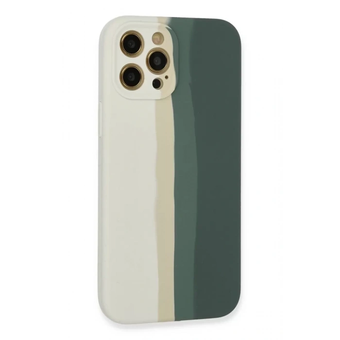 Apple iPhone 12 Pro Kılıf Ebruli Lansman Silikon - Beyaz-Gri