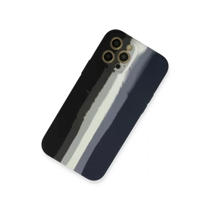 Apple iPhone 12 Pro Kılıf Ebruli Lansman Silikon - Siyah-Lacivert