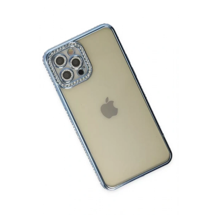 Apple iPhone 12 Pro Kılıf Joke Taşlı Silikon - Mavi