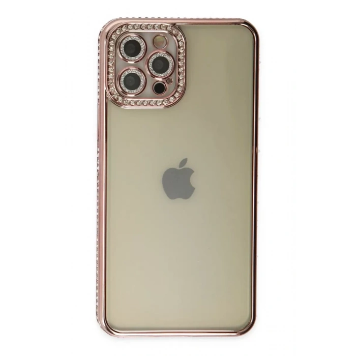Apple iPhone 12 Pro Kılıf Joke Taşlı Silikon - Pembe