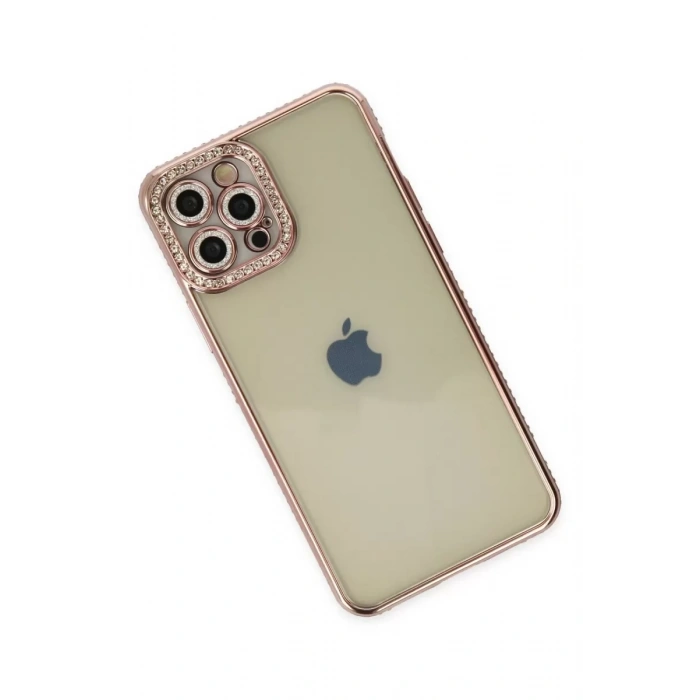 Apple iPhone 12 Pro Kılıf Joke Taşlı Silikon - Pembe