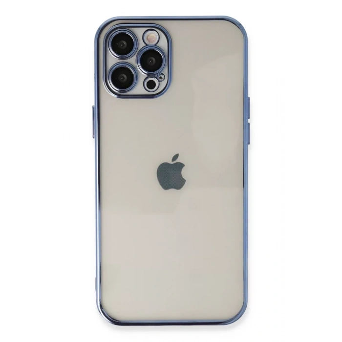 Apple iPhone 12 Pro Kılıf Lensli Silikon - Açık Mavi