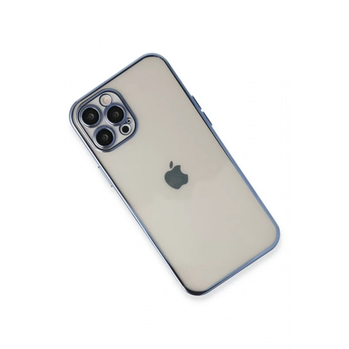 Apple iPhone 12 Pro Kılıf Lensli Silikon - Açık Mavi