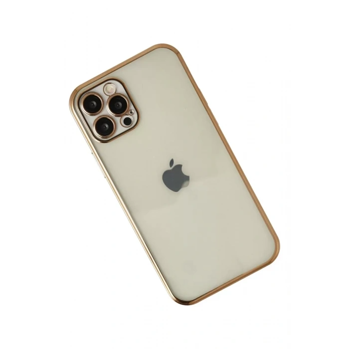 Apple iPhone 12 Pro Kılıf Lensli Silikon - Gold