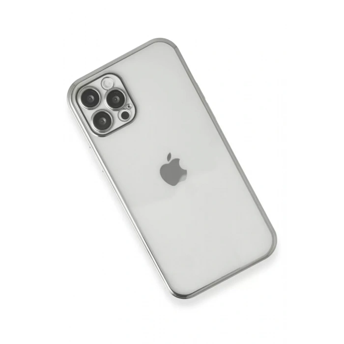 Apple iPhone 12 Pro Kılıf Lensli Silikon - Gümüş