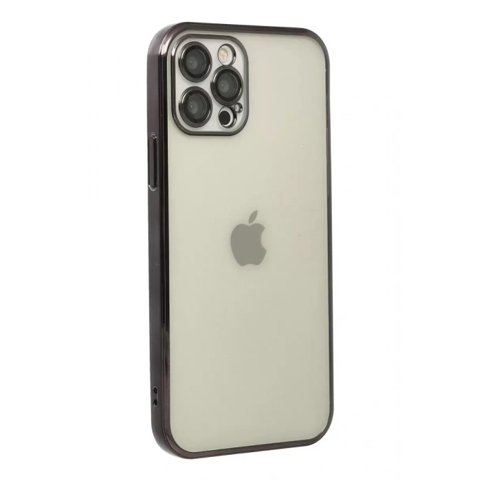 Apple iPhone 12 Pro Kılıf Lensli Silikon - Siyah
