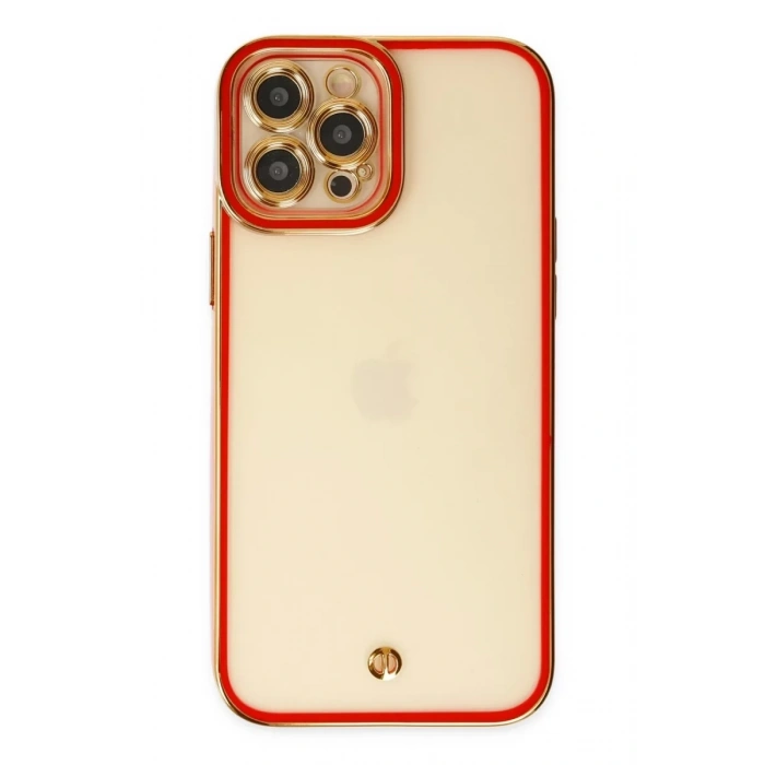 Apple iPhone 12 Pro Kılıf Liva Lens Silikon - Kırmızı