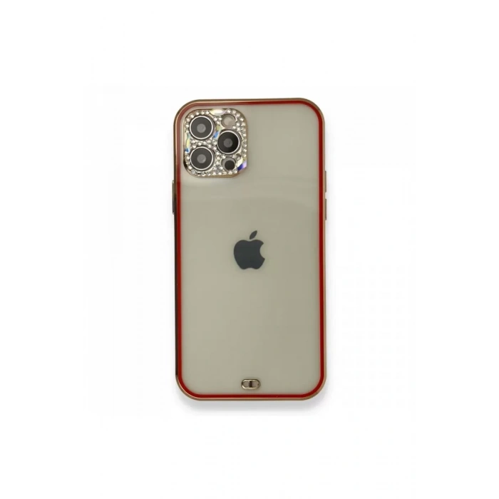 Apple iPhone 12 Pro Kılıf Liva Taşlı Silikon - Kırmızı