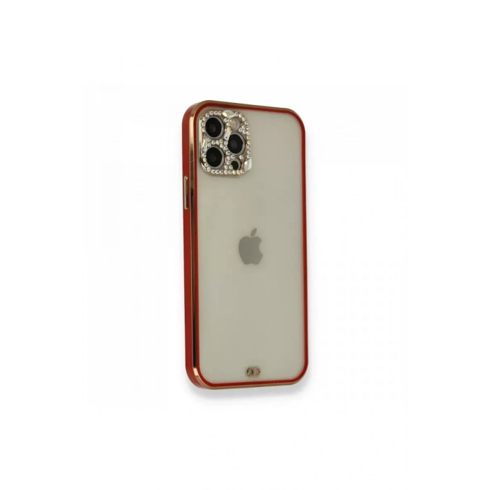 Apple iPhone 12 Pro Kılıf Liva Taşlı Silikon - Kırmızı