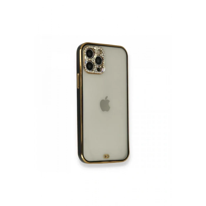 Apple iPhone 12 Pro Kılıf Liva Taşlı Silikon - Siyah