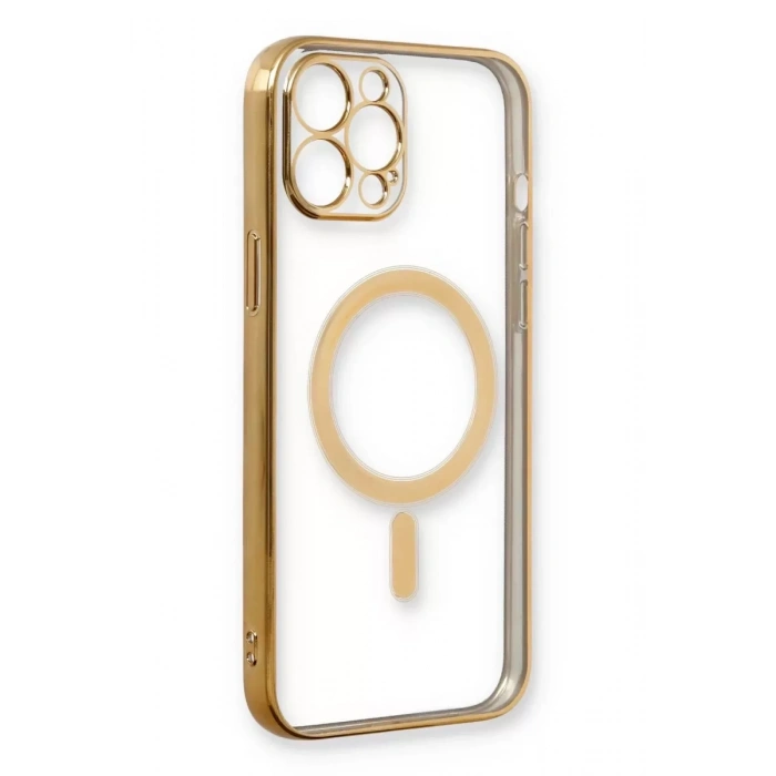 Apple iPhone 12 Pro Kılıf Magneticsafe Lazer Silikon - Gold