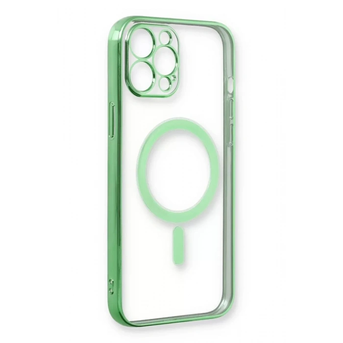 Apple iPhone 12 Pro Kılıf Magneticsafe Lazer Silikon - Haki Yeşil