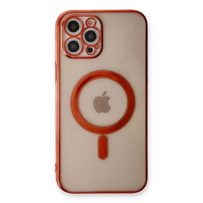 Apple iPhone 12 Pro Kılıf Magneticsafe Lazer Silikon - Kırmızı