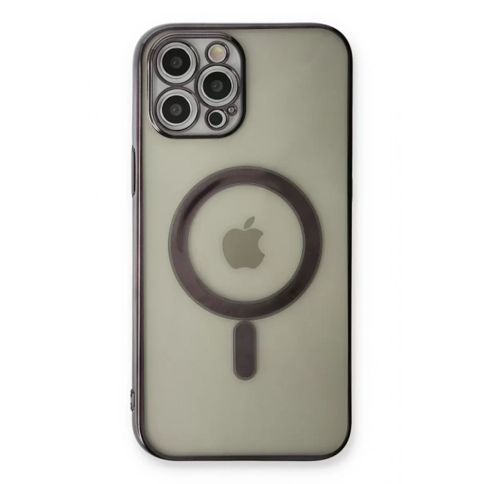 Apple iPhone 12 Pro Kılıf Magneticsafe Lazer Silikon - Siyah