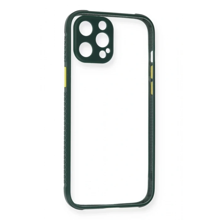 Apple iPhone 12 Pro Kılıf Miami Şeffaf Silikon - Koyu Yeşil