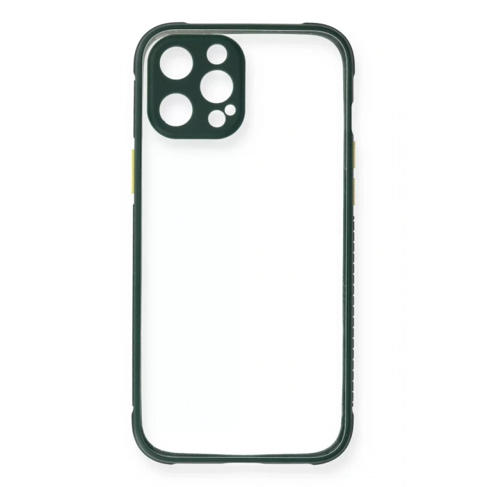 Apple iPhone 12 Pro Kılıf Miami Şeffaf Silikon - Koyu Yeşil