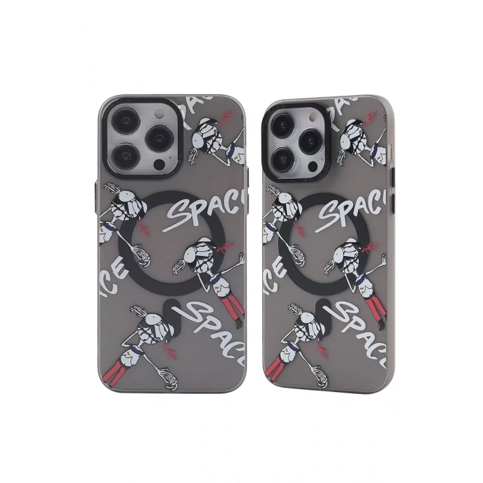 Apple iPhone 12 Pro Max Kılıf Apollo Magneticsafe Desenli Kapak - Apollo Siyah - 3