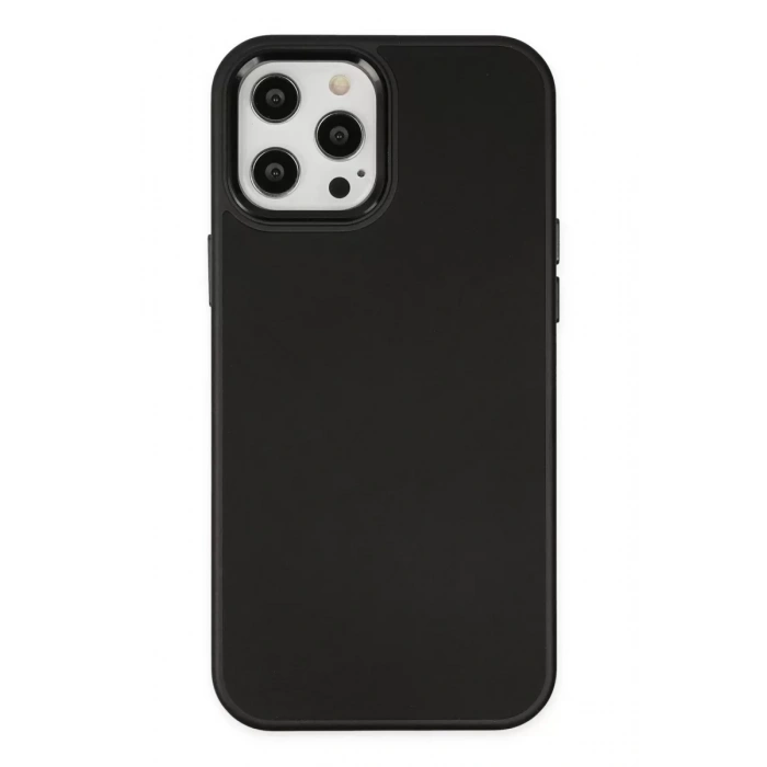 Apple iPhone 12 Pro Max Kılıf Asya Deri Silikon - Siyah