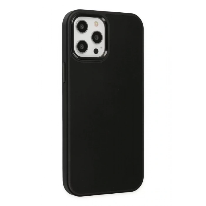 Apple iPhone 12 Pro Max Kılıf Asya Deri Silikon - Siyah