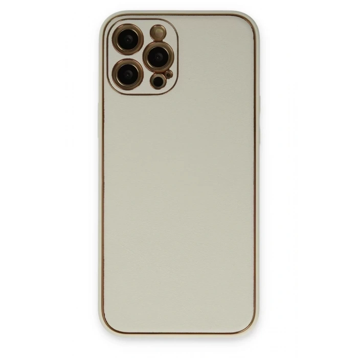 Apple iPhone 12 Pro Max Kılıf Coco Deri Silikon Kapak - Beyaz