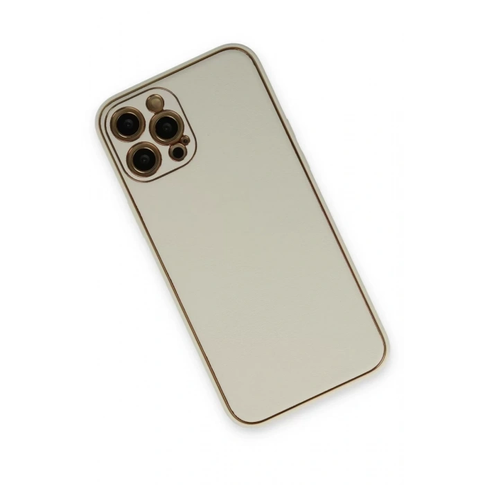 Apple iPhone 12 Pro Max Kılıf Coco Deri Silikon Kapak - Beyaz